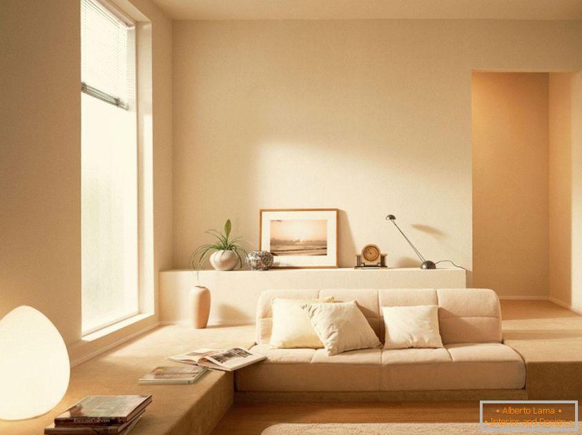 Minimalizmus a pasztell színekkel kombinálva a nappaliban