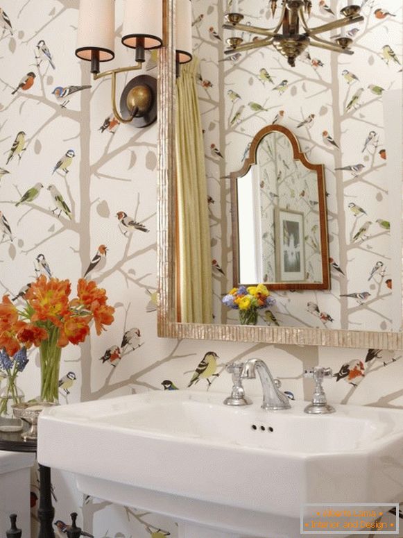 Fürdőszobai design világos tapéta