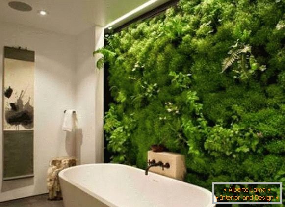 Zöld fal a fürdőszoba tervezésében