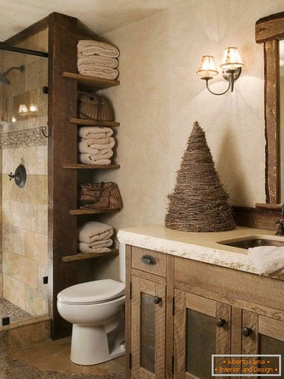 Fürdőszoba rusztikus stílusban