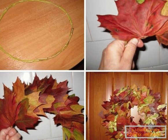 Maple koszorú az őszi levelekről - fotó utasítás