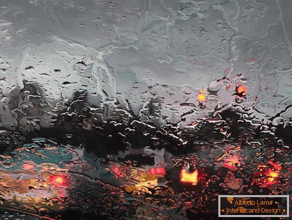 Tekintettel a szélvédőre az esőben belülről, Gregory Teilker művész