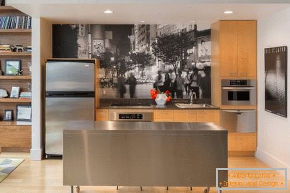 Fekete és fehér tapéta a konyha számára - fénykép 2017 modern ötletek