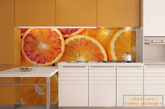 Fotó háttérképek a konyha belsejében - design gyümölcsökkel