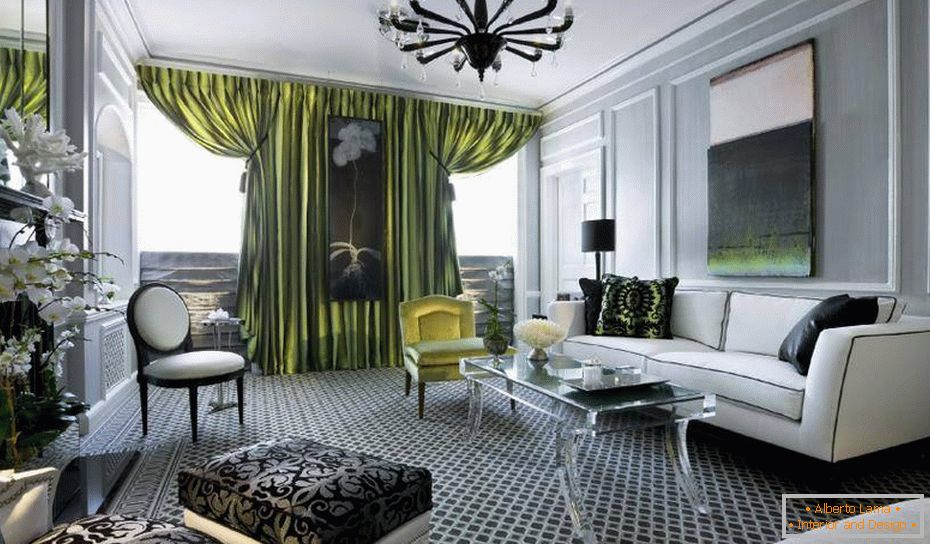 A szoba belseje Art Deco stílusban