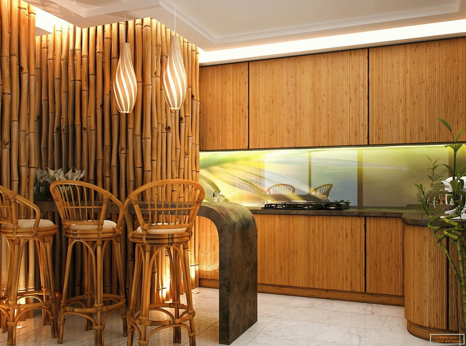 Bambuszból készült falak és székek