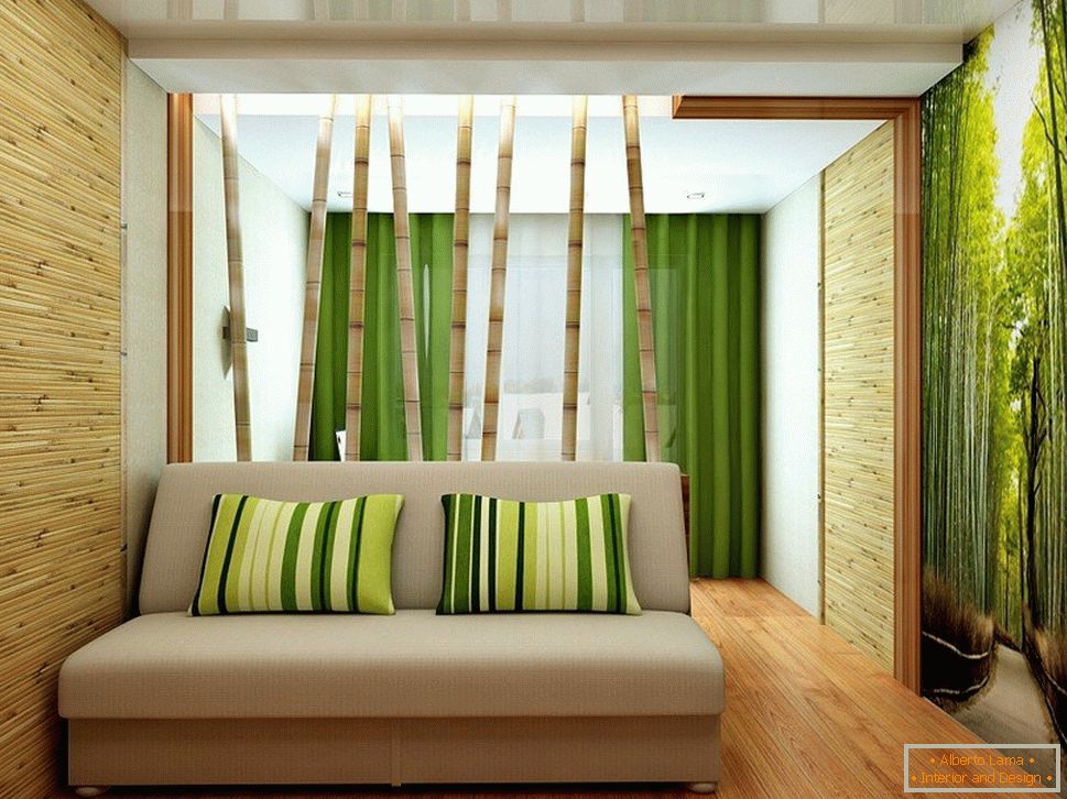 Bambusz farok a kanapé mögött