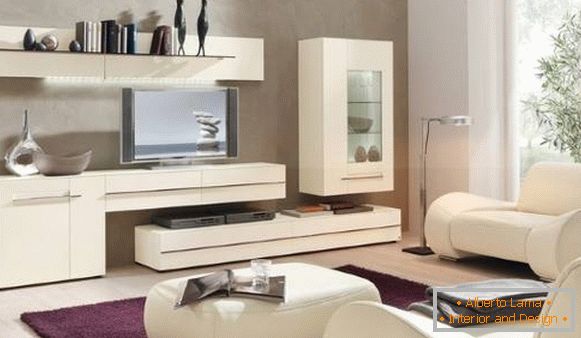 Moduláris fehér nappali bútorok modern stílusban
