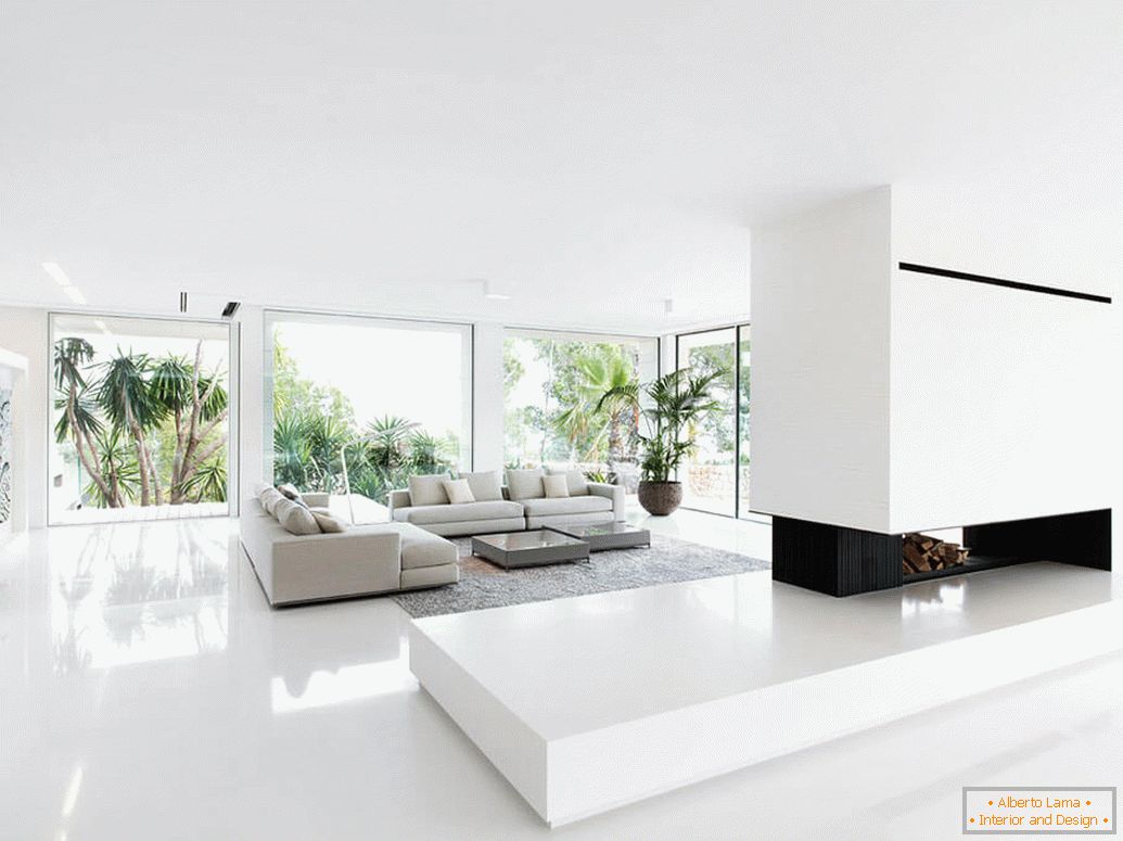 Fehér falak a belső térben в стиле минимализм