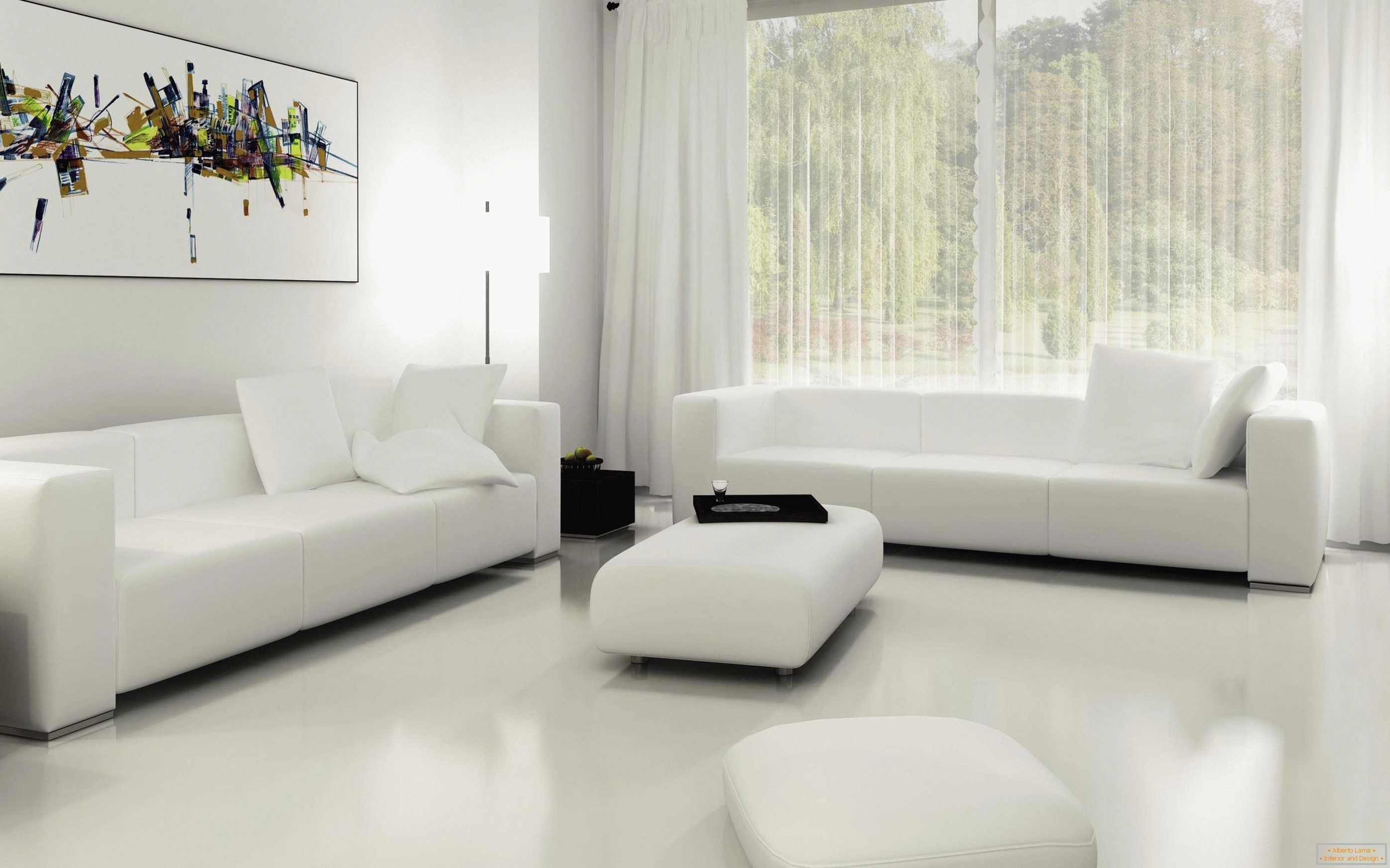 Fehér nappali ablakkal a padlón