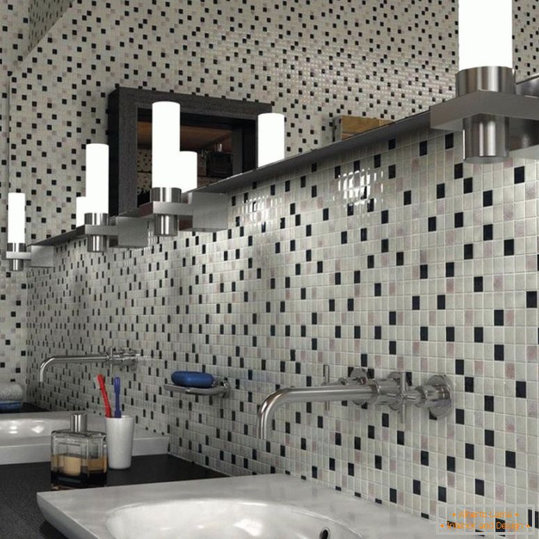 fekete-fehér mozaik-dekoráció-fürdőszoba-szoba