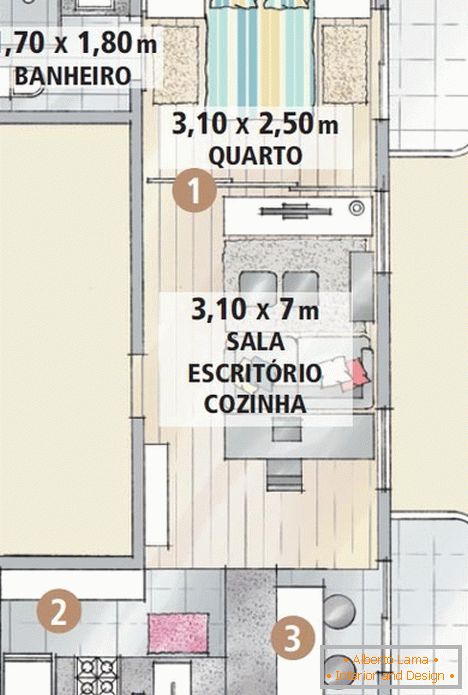 Apartman terv mini-tetőtér stílusban
