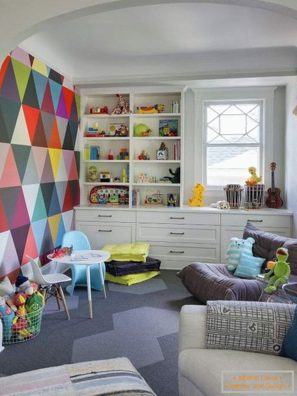 Színes design a gyermekszobában élénk színekben