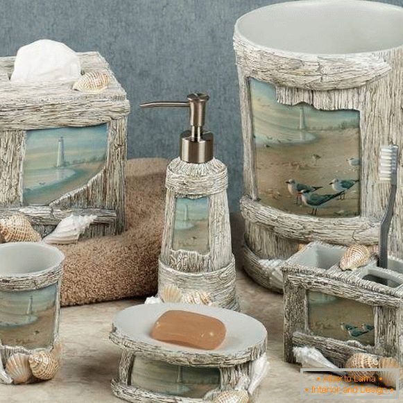 Kiegészítők és dekoráció a fürdőszobában - fotók kagylóval