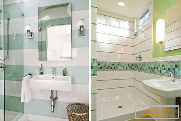 Dekor fürdőszoba csempe fehér és zöld