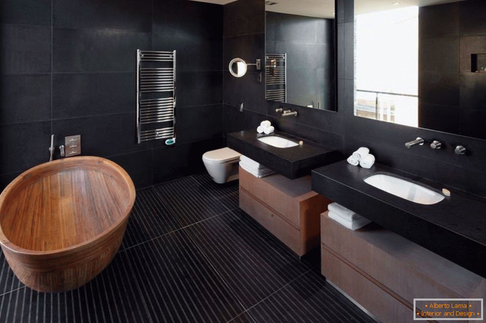Fürdőszoba belső tér fekete színben