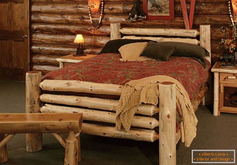 ország-rusztikus vidéki rusztikus-in-bútor-style-felhasználás természetes-log-fák-look-in-ágykeret-és asztali is, éjjeliszekrény-és-fali belső díszítése