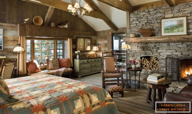 farmhouse-bedroom-with-fireplace-vidéki stílusú