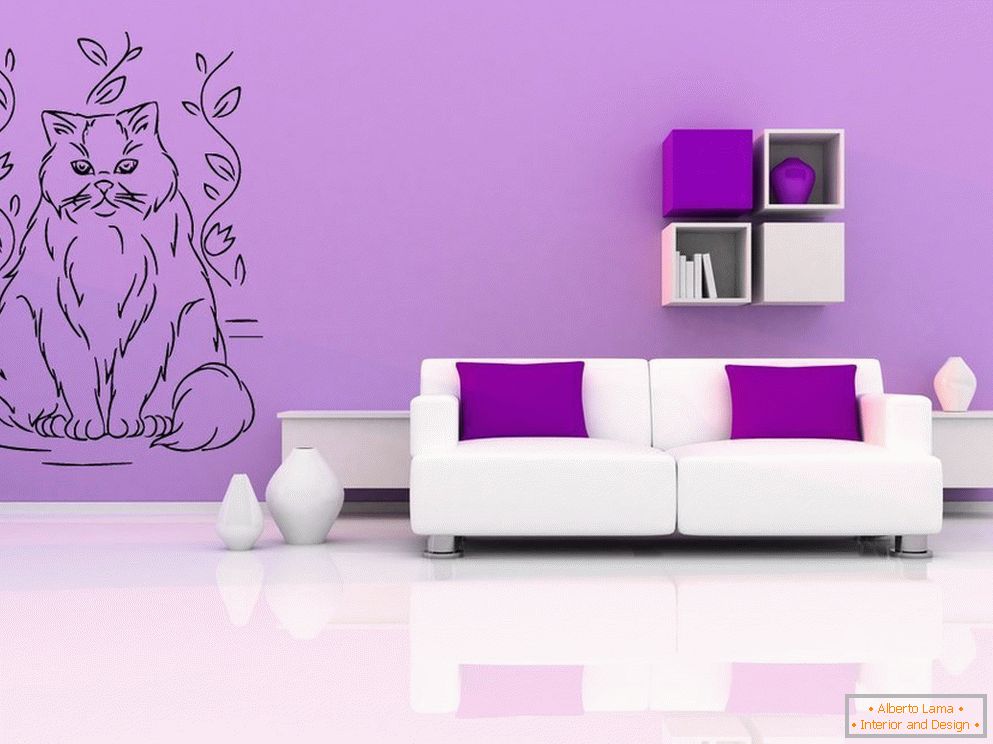 Fehér kanapé lila belsővel