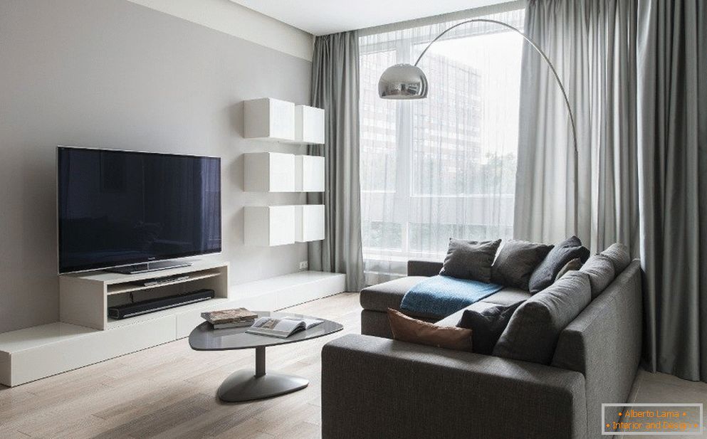 Stílus minimalizmus a nappali belsejében