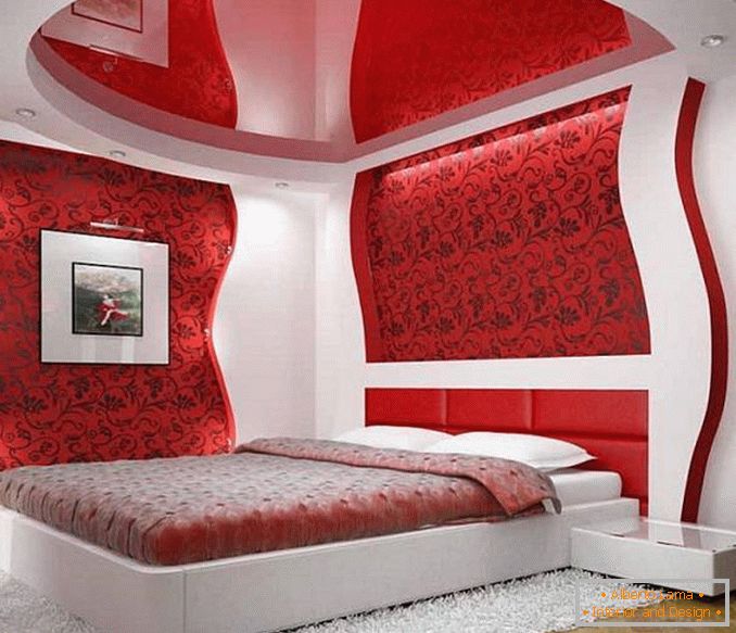 piros fehér hálószoba design, fotó 14