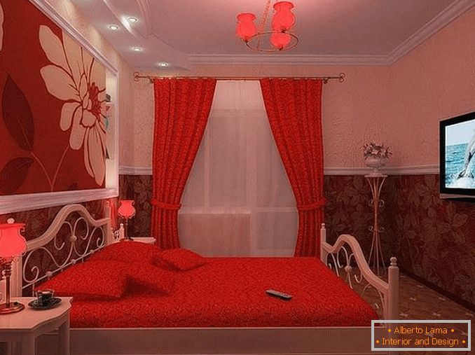 piros fehér hálószoba design, fénykép 15