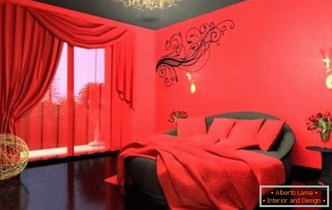 fekete-vörös hálószoba design, 19. fotó