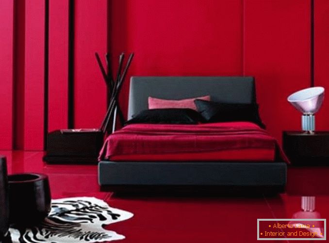 fekete és vörös hálószoba design, fotó 21