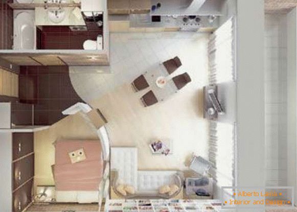 konyha konyhával kombinálva kis területű nappali, 53. kép