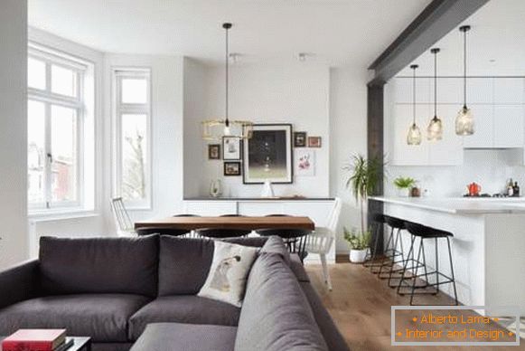 Modern konyha nappali egy magánházban - fotótervezés