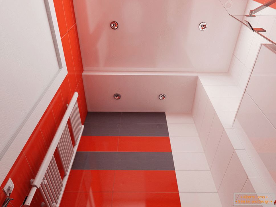 Fürdőszobai tervezés piros ékezetekkel - фото 3