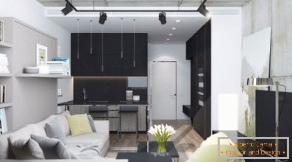 Stílusos design stúdió apartman 30 nm-es tetőtéri stílusban