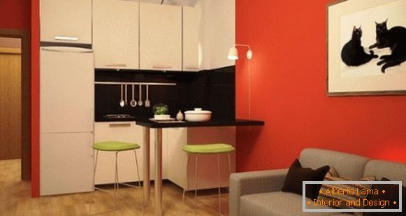 Modern design apartman stúdió 25 négyzetméter M - fotó konyha nappali