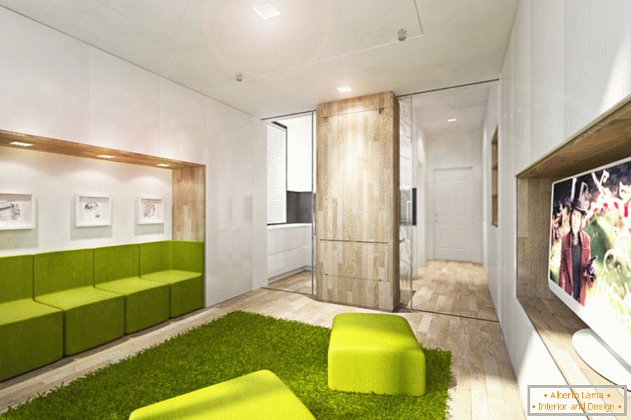 Apartman design transzformátor világos zöld színben