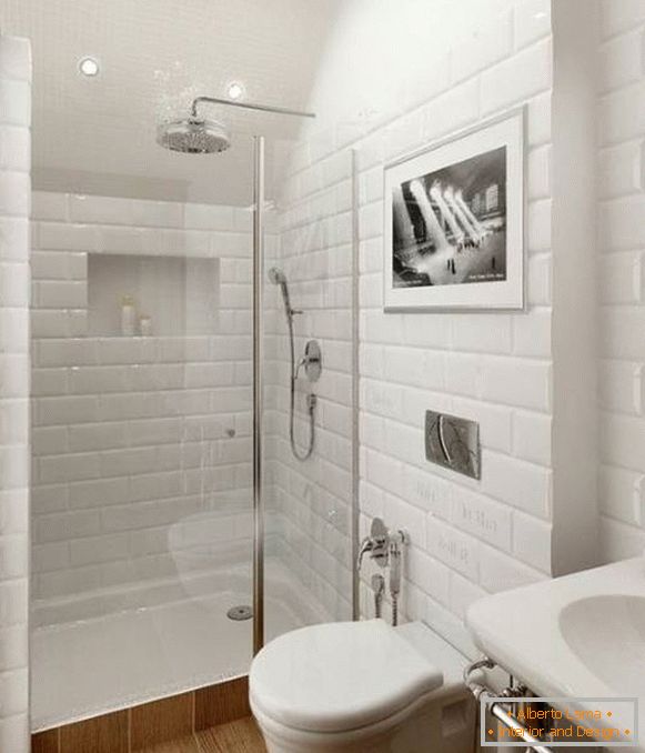 Egy kombinált fürdőszoba kialakítása - fotó zuhanykabinnal