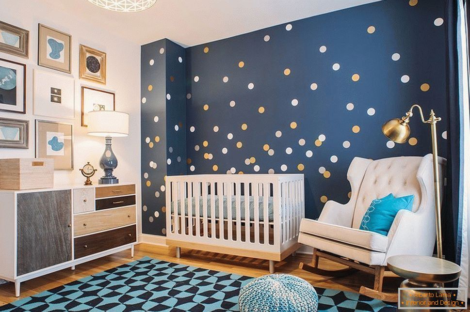 Díszítő szoba kék falú gyermek számára