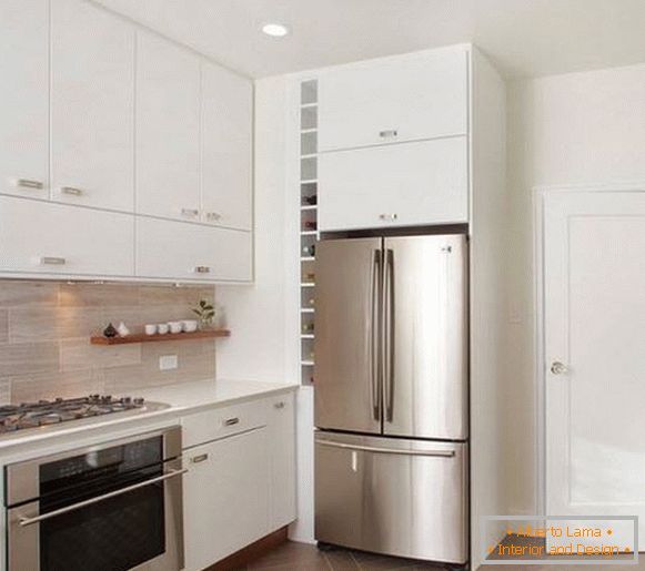 Hűtőszekrényes kis konyha kialakítása, fénykép 33