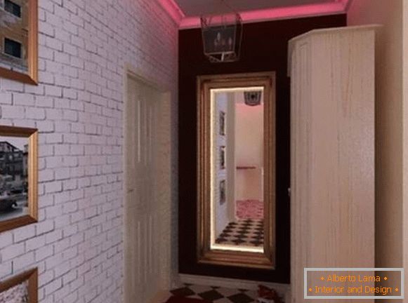 Loft design egy kis lakás Hruscsovban - a folyosón belül