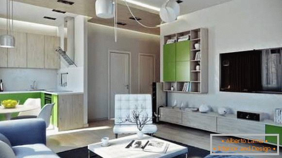 Egy kis stúdió lakás tervezése Hruscsovban - fotók modern stílusban