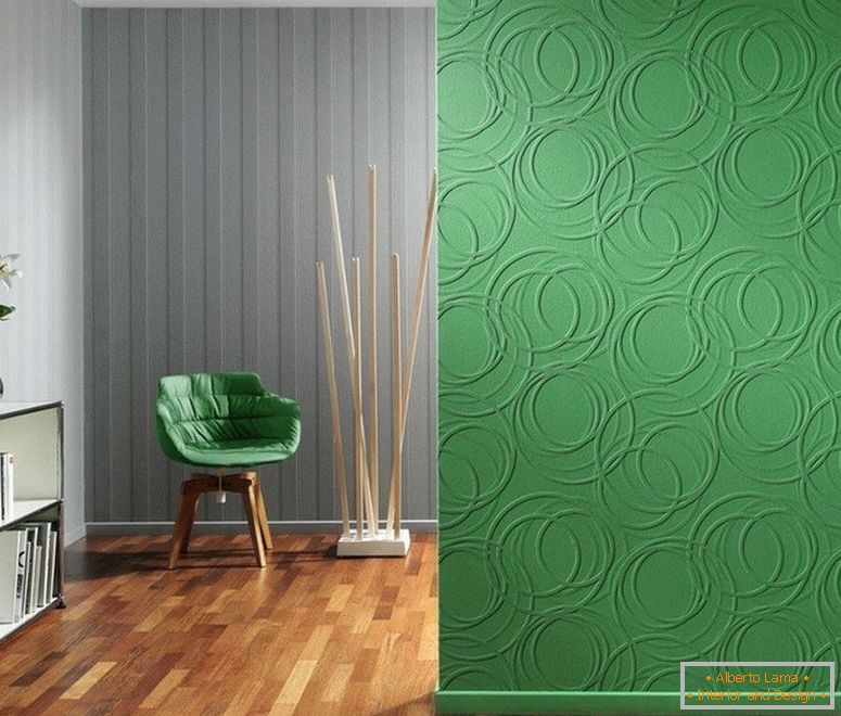 A szürke és a zöld kombinációja a falon