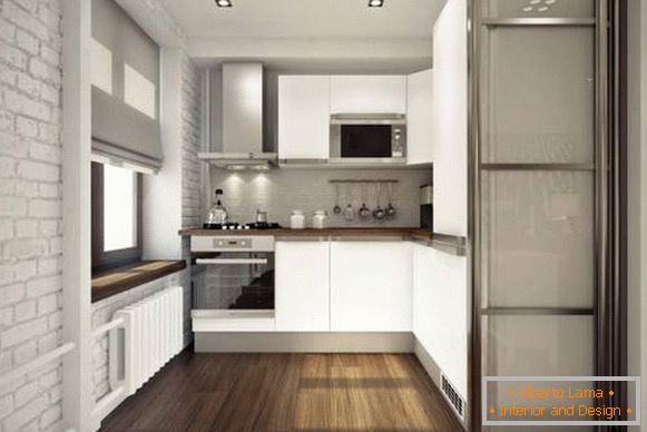 Kis konyha tervezése egy kétszobás apartman 45 nm-es