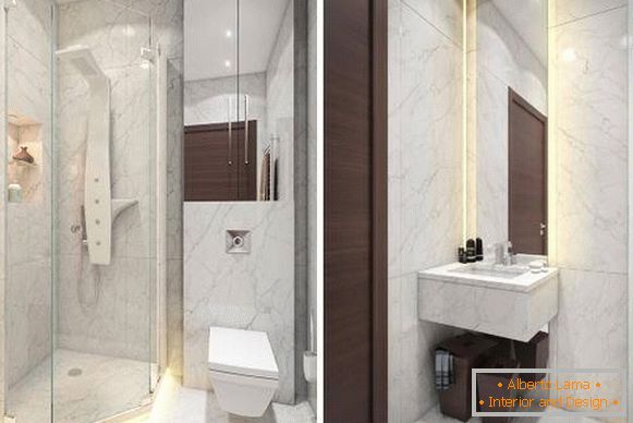 Márvány fürdőszoba tervezésű 1 szobás lakás
