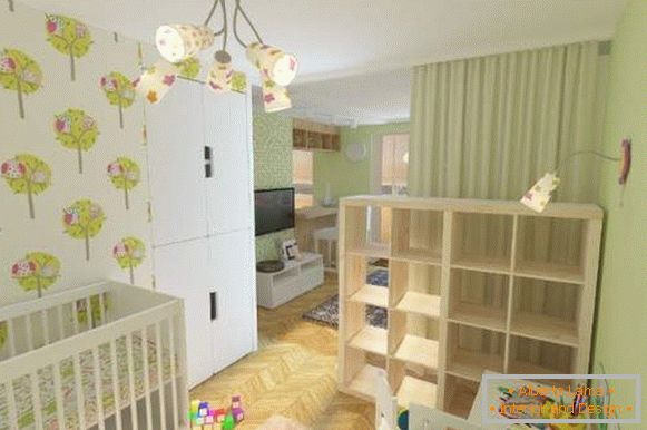 Egy hálószobás apartman kialakítása egy gyermekes család számára