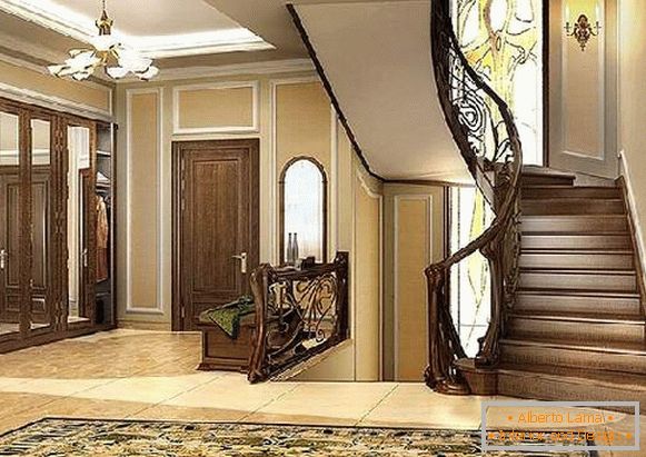 folyosó a házban lépcsőzetes fotóépítéssel, fotó 35
