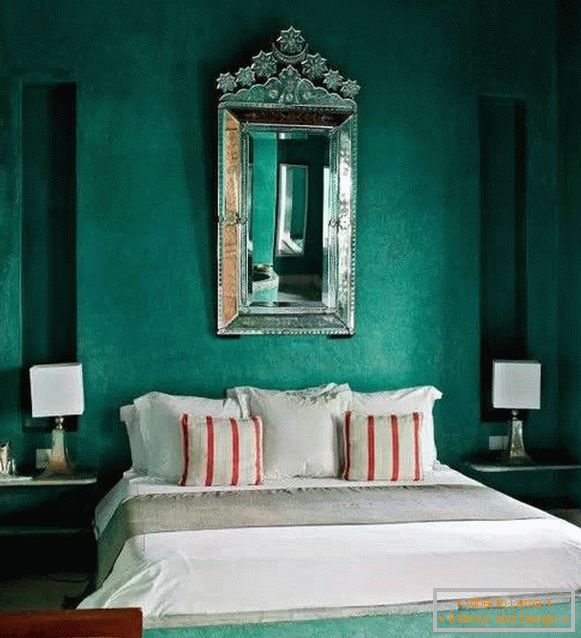 Zöld hálószoba luxus stílusban