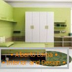 Szokatlan hálószoba design zöld és fehér színekben