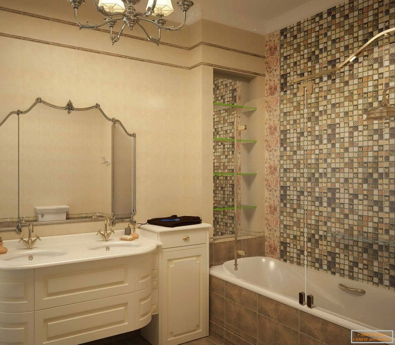 Fürdőszoba belső tér klasszikus stílusban