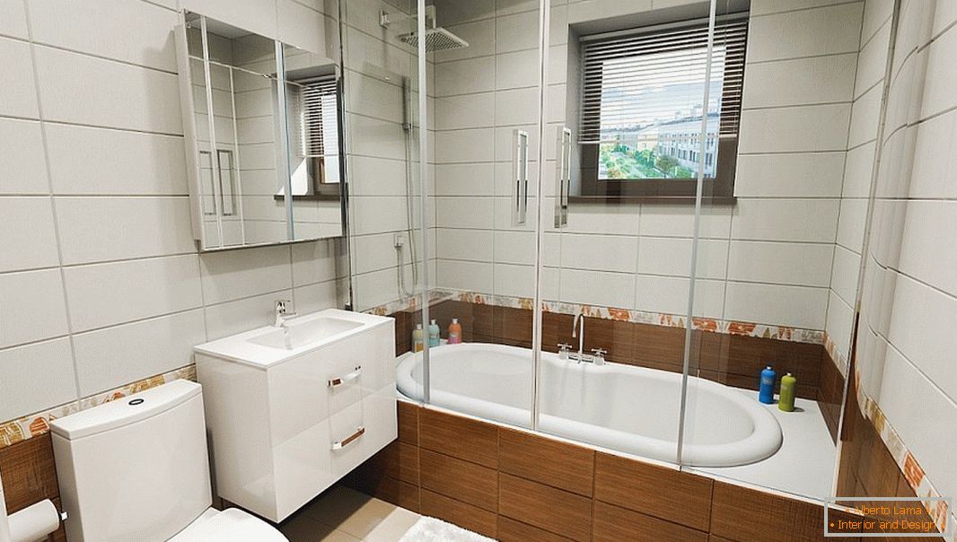Modern fürdőszoba, négyszögletes ablakkal