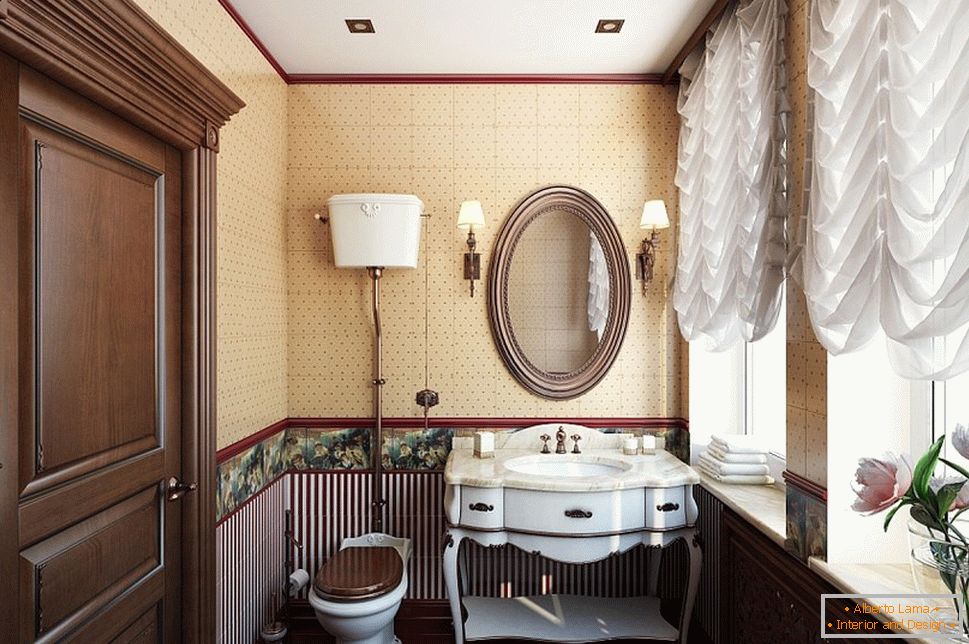 Fürdőszoba belső terének barokk stílusban