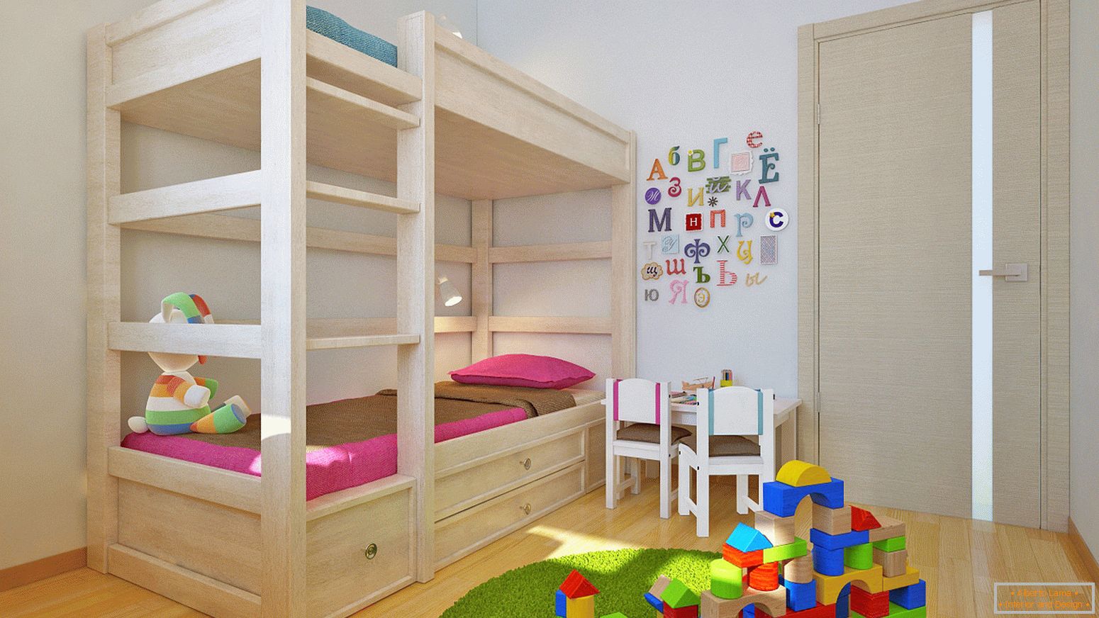 Emeletes ágy a gyermekszobában